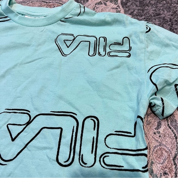 Turquoise Fila crop tee bubble letters - Picture 3 of 5